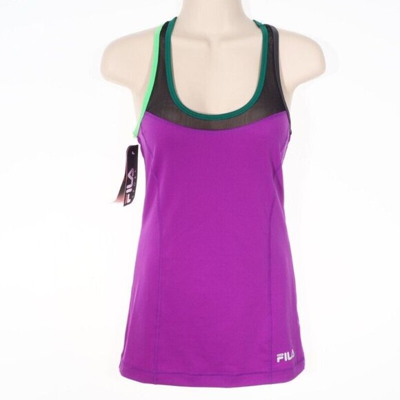 Fila Racerback Womens Size XS Tank Top Mesh Back Purple/Green/Black - Picture 1 of 6